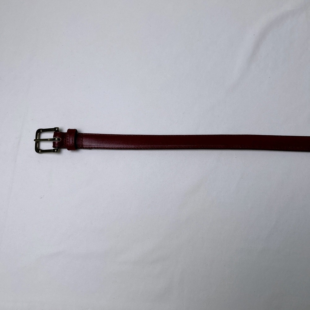 The Leather Shop Womens Skinny Top Grain Cowhide Leather Belt Size M Burgundy